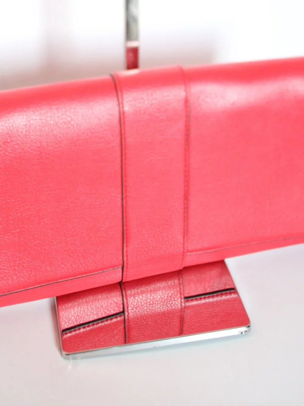 Vince Camuto Red Leather, Clutch/Dress Bag with Silver Hardware NWT